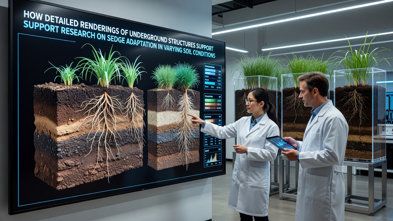 How Detailed Renderings of Underground Structures Support Research on Sedge Adaptation in Varying Soil Conditions
